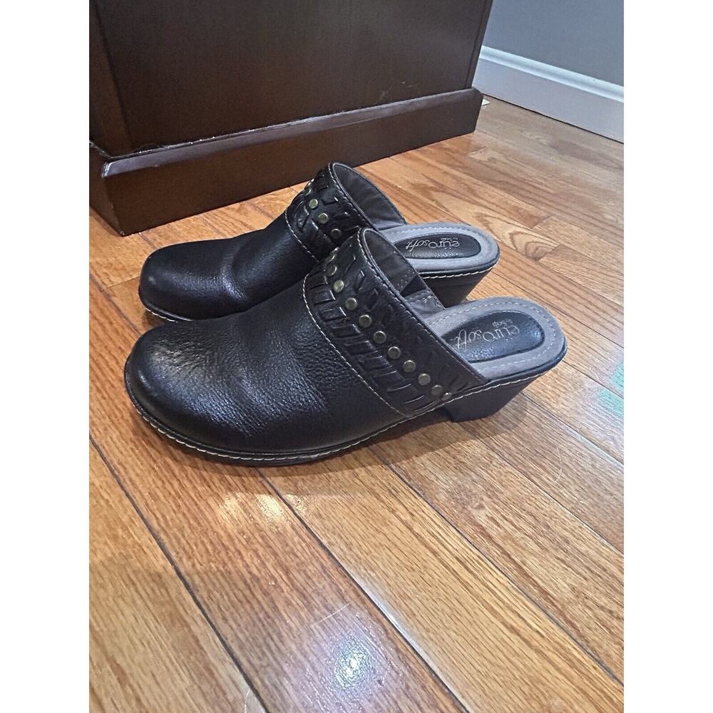 euro soft by sofft shoes Belina Sz 8m‎ Black Leather Mules Studded